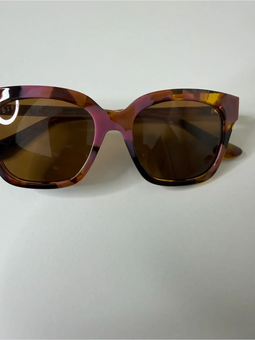 DIFF Bella XS Polarized Sunglasses Tortoise Square Cat Eye Acetate $128